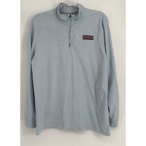 Vineyard Vines Womens Shep Shirt Quarter Zip Pullover Light Blue Heather Sz L
